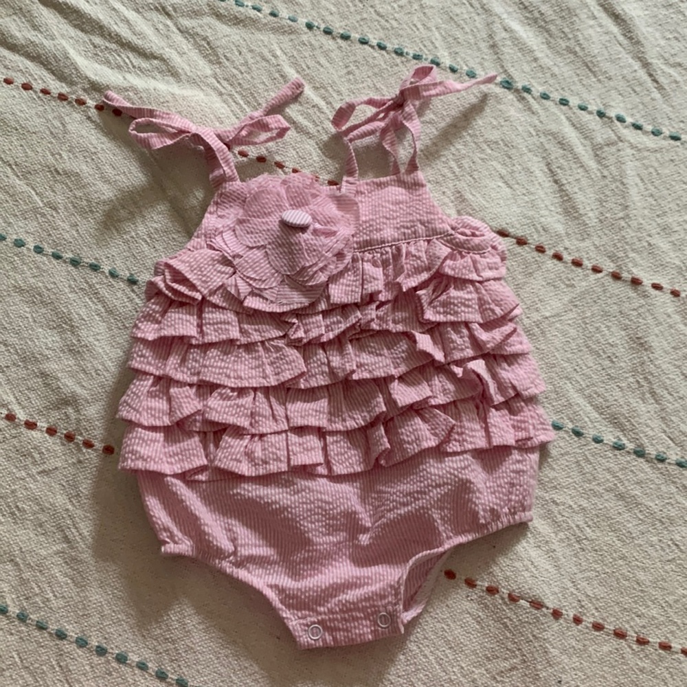 Seersucker ruffle romper